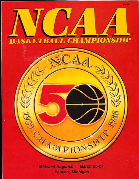 1988 NCAA Men’s Basketball Midwest Regional Program with 4 Ticket Stubs