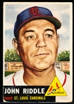 1953 Topps Bb- #274 John Riddle, Cardinals- Hi#.