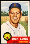 1953 Topps Bb- #277 Don Lund, Tigers