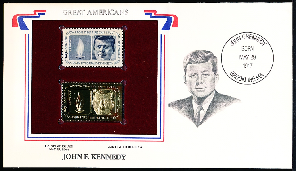 U.S. Postal Comm. Society “Great Americans” Original & 22kt Gold Stamp- John F. Kennedy