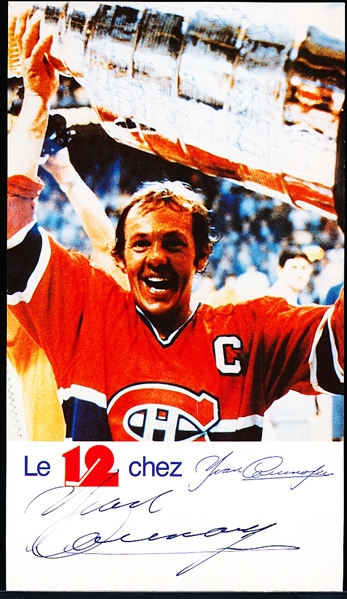 Yvan Cournoyer Autographed Le 12 Chez/ Montreal Canadiens 4” x 7” Promotional Photo/Card