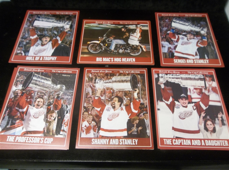 2002 Detroit Free Press Red Wings Newspaper 8” x 10” Raising Stanley Cup Insert Cards- 55 Asst.