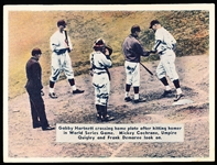 1936 R312 Pastel- “Gabby Hartnett Crossing Homeplate” with Mickey Cochrane, Umpire Quigly, Frank DeMaree