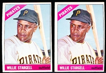 1966 Topps Baseball- #255 Willie Stargell, Pirates- 2 Cards
