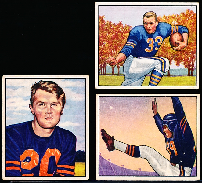 1950 Bowman Football- 3 Diff Chicago Bears