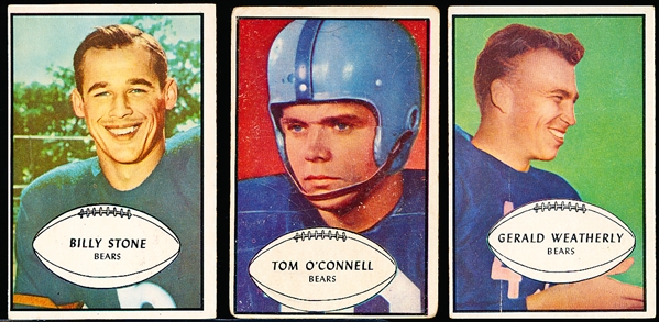 1953 Bowman Football- 3 Diff Chicago Bears