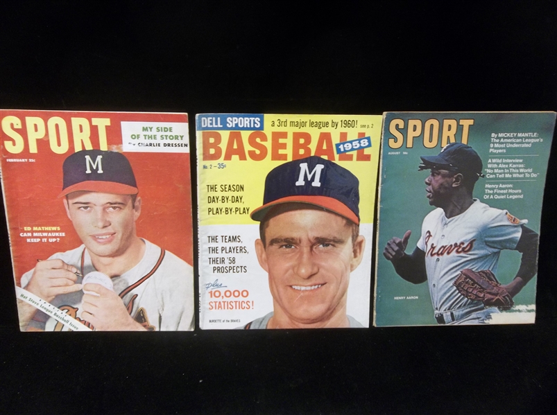 3 Diff. Milwaukee/Atlanta Braves Cover Subject Magazines