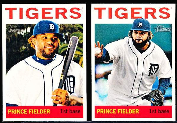 2013 Topps Heritage Bsbl. #250 Prince Fielder, Tigers- 2 Diff. Cards