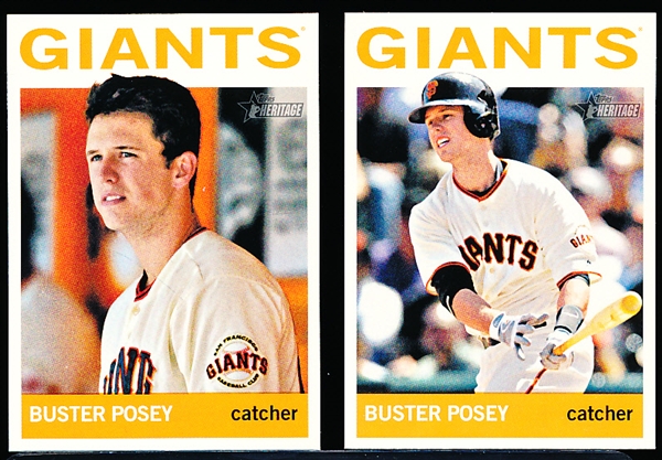 2013 Topps Heritage Bsbl. #490 Buster Posey SP, Giants- 2 Diff. Cards