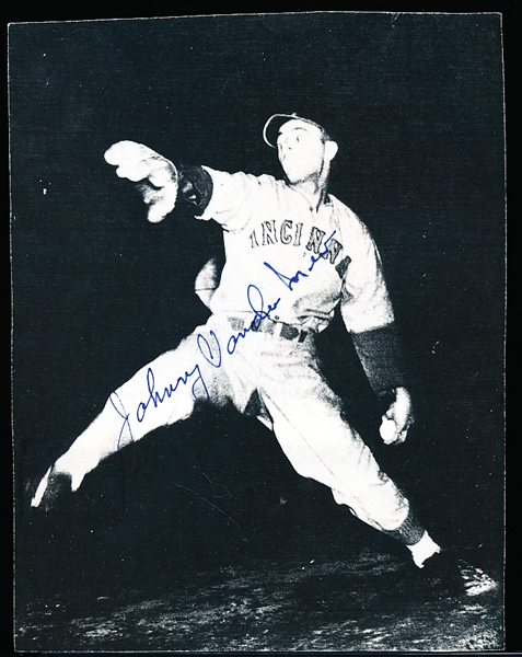 Autographed Johnny Vander Meer Cincinnati Reds MLB B/W Mimeographed 5” x 6” Photo
