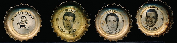 1964 Coke Caps Cleveland Browns Ftbl.- 4 Diff.