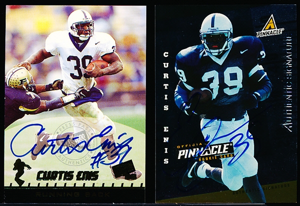 1998 Football- Curtis Enis, Penn State- 2 Diff. Certified Autographed Cards