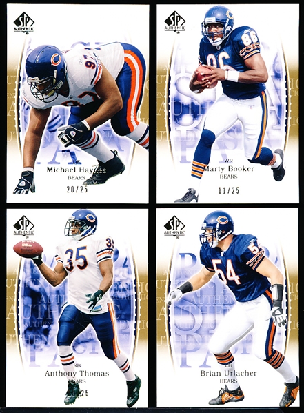 2003 SP Authentic Ftbl. “Gold”- 4 Diff. Chicago Bears- All #/25!