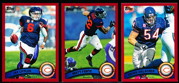 2011 Topps Ftbl. “Red”- 9 Diff. Chicago Bears- all #/77,