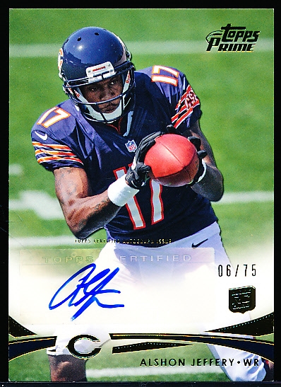 2012 Topps Prime Ftbl. #38 Alshon Jeffrey RC AU, Bears- #6/75!