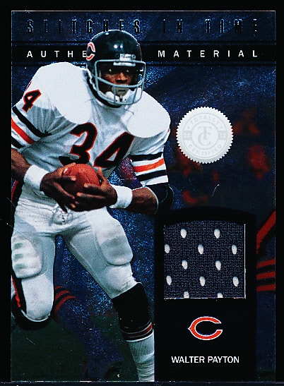 2012 Totally Certified Ftbl. “Stitches in Time Material” #23 Walter Payton, Bears- #81/99!