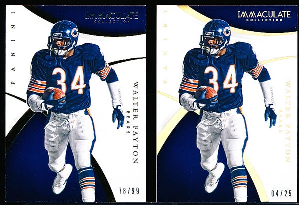 2015 Panini Immaculate Collection Ftbl. #34 Walter Payton, Bears- 2 Diff. Cards