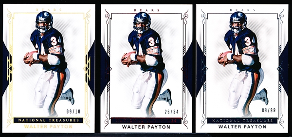 2017 Panini National Treasures Ftbl. #98 Walter Payton, Bears- 3 Diff. Cards