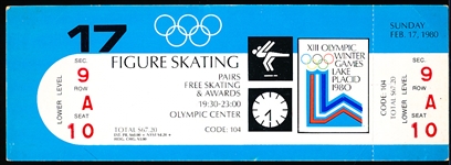 1980 Olympic Games Figure Pairs Skating Full Ticket