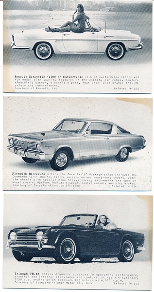 1960’s Exhibit “Sports Cars”- 10 Asst., 9 Diff.