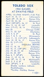 1954 Miller High Life Beer/ WOHO Radio Toledo Sox American Assn. Minor League Bsbl. Schedule