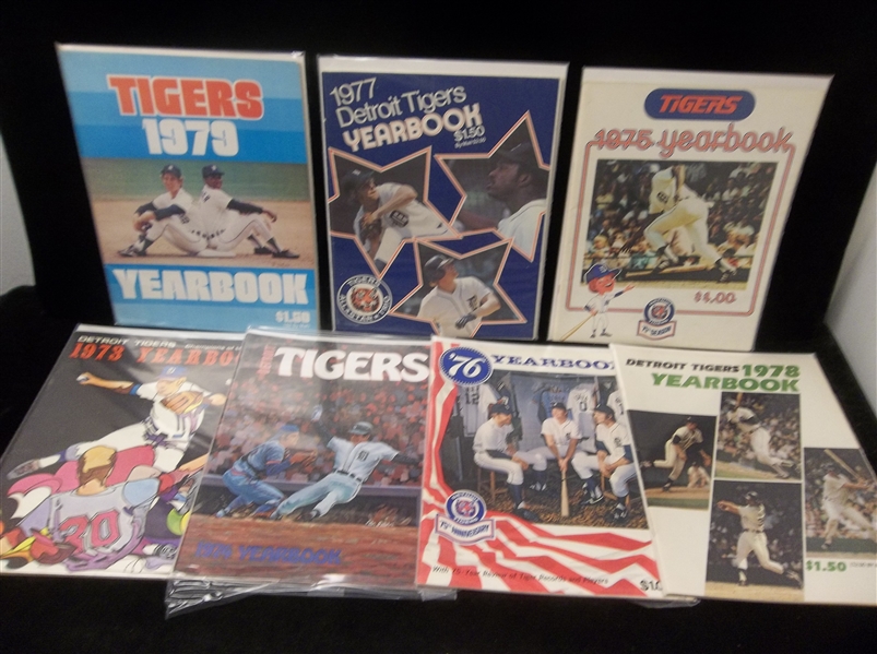 1973-79 Detroit Tigers MLB Yearbooks- 7 Diff., 1 from Each Year