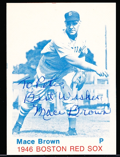 Autographed 1975 TCMA 1946 Boston Red Sox Bsbl.- Mace Brown
