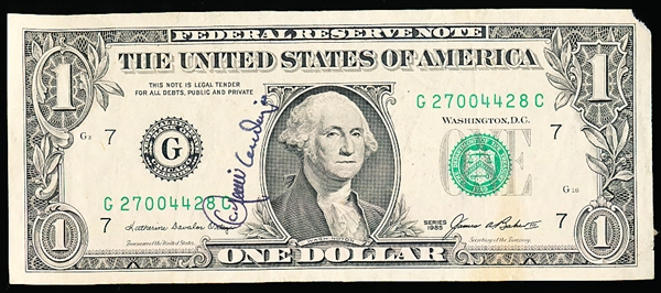 Autographed U. S. $1 Bill Bsbl.- Juaquin Andujar