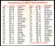 1976-77 Chicago Bulls Team Issued Home Schedule