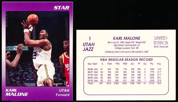 1990-91 Star Company Limited Ed. “Arena Set” Utah Jazz #1 Karl Malone- 15 Cards