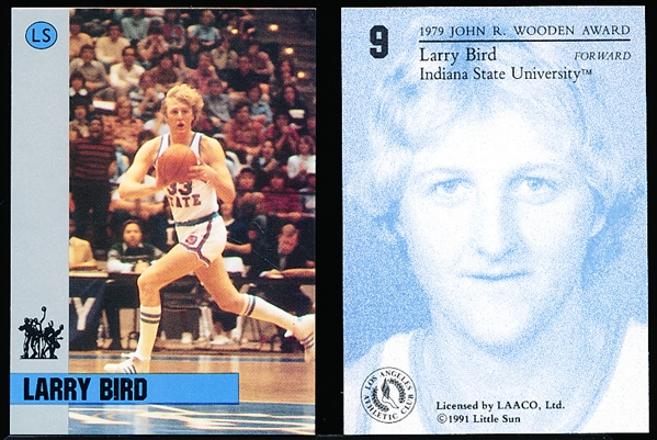 1991 Little Sun “Wooden Award Winners” College Bskbl. #9 Larry Bird- 3 Cards