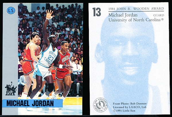 1991 Little Sun “Wooden Award Winners” College Bskbl. #13 Michael Jordan- 3 Cards