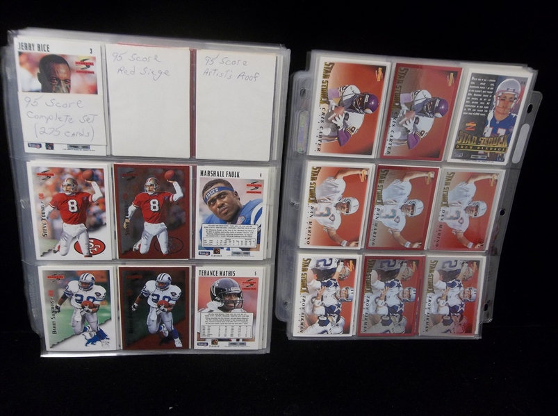 1995 Score Football Complete Set of 275, 136 Diff. “Red Siege”, & 55 Diff. “Artist’s Proofs” in Pages