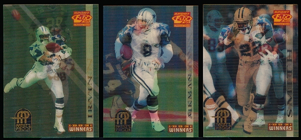 1995 Sportflix Ftbl.- “Artist’s Proof”- 3 Diff. Dallas Cowboys Stars