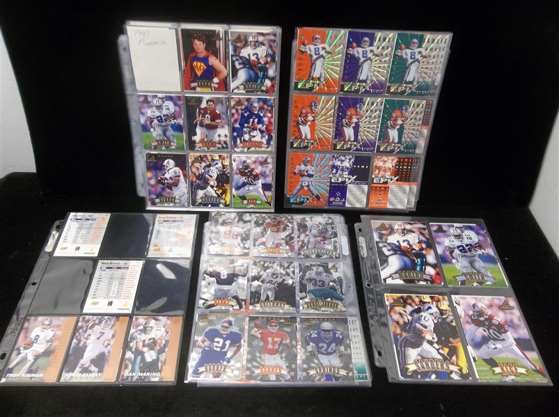 1997 Pinnacle Football Complete Set of 200 Plus 90 Diff. Inserts/ Parallels in Pages