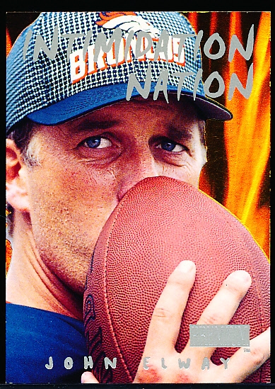 1998 Skybox Premium Ftbl.- “Intimidation Nation” Insert- #7 John Elway, Broncos