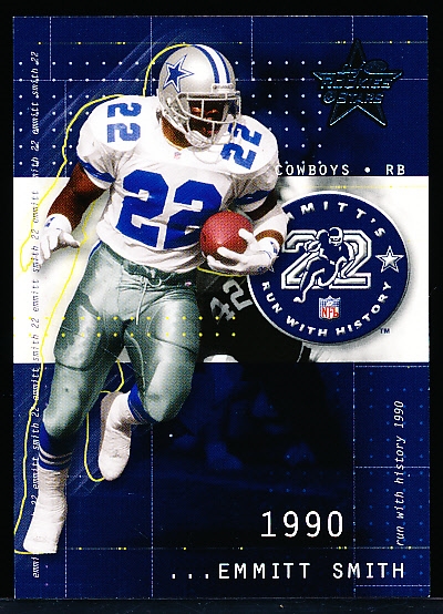 2002 Leaf Rookies & Stars Ftbl.- “Run with History”- #RH-1 Emmitt Smith, Cowboys- #470/937