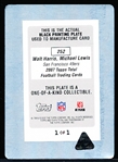 2007 Topps Total Ftbl.- 1 of 1 “Black Printing Plate”- #252 Walt Harris/ Michael Lewis, 49ers