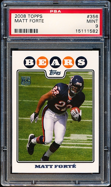 2008 Topps Ftbl. #356 Matt Forte RC, Bears- PSA Graded Mint 9.