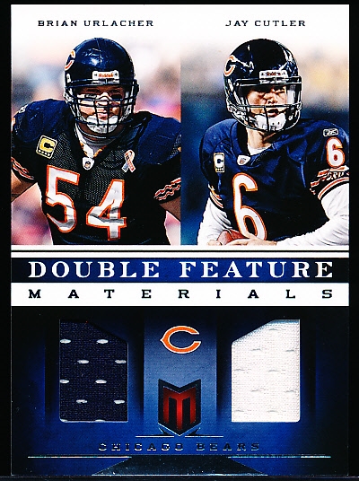 2012 Panini Momentum Ftbl. “Double Feature Materials” #3 B. Urlacher/ J. Cutler, Bears- #86/149