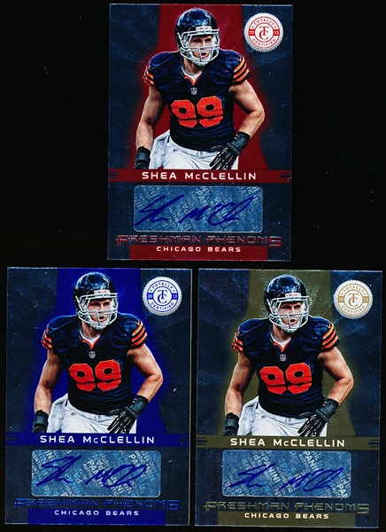 2012 Panini Totally Certified Ftbl.- #166 Shea McClellin AU RC, Bears- 3 Diff.