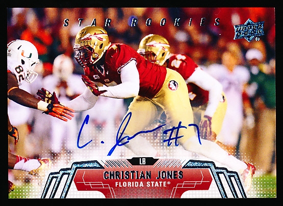 2014 Upper Deck Ftbl.- “Star Rookies Autographs”- #82 Christian Jones, Florida State