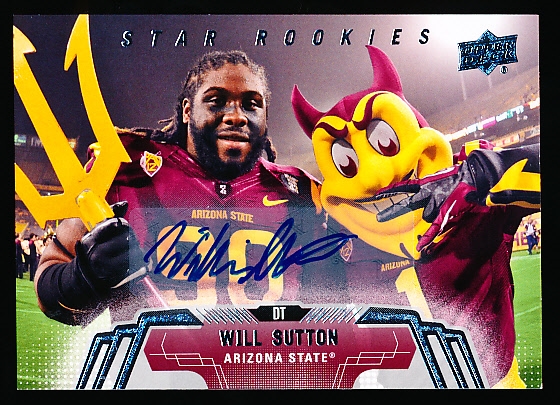 2014 Upper Deck Ftbl.- “Star Rookies SP Autographs”- #199 Will Sutton, Arizona State