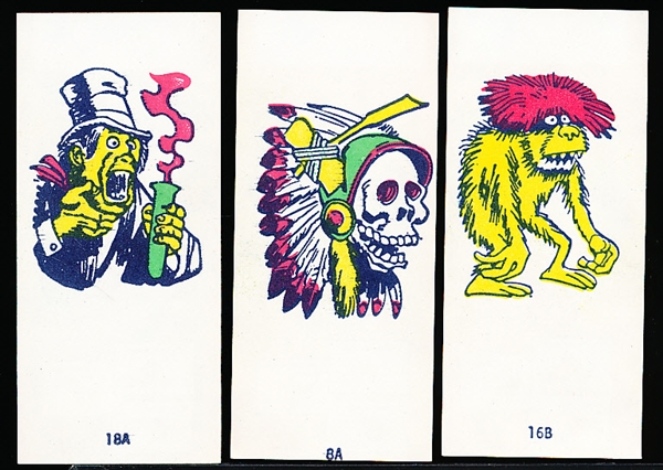 1970’s Topps “Monster Tattoo” Bubble Gum- 6 Diff. Tattoos