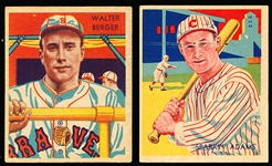1934-36 Diamond Stars Baseball- 2 Cards- Both 1935 Green Backs