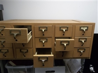 15 Drawer Wood-Grain Plastic File-Card Storage Cabinet- 34” x 17” x 13”- Local pick-up only!