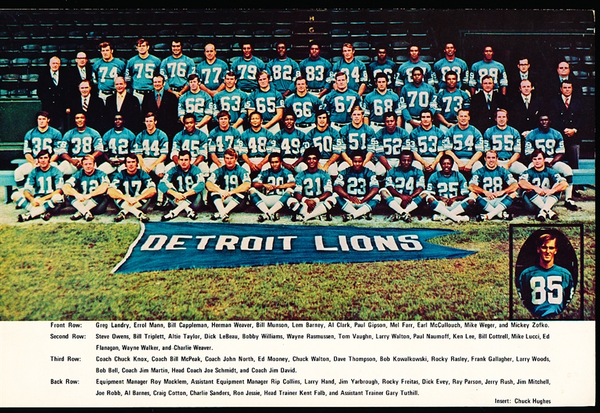 1971 Detroit Lions Team Issued 6” x 9” Postcard