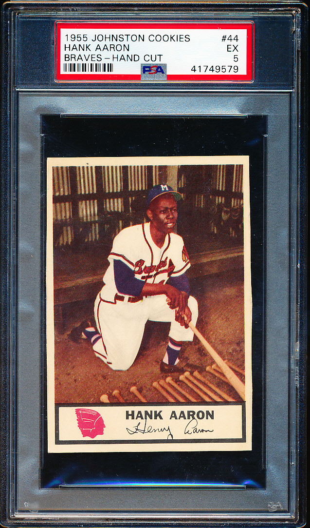 Lot Detail - 1955 Johnston Cookies- #44 Hank Aaron, Braves- PSA Ex 5