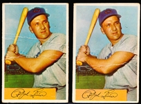1954 Bowman Baseball- #45 Ralph Kiner, Cubs- 2 Cards