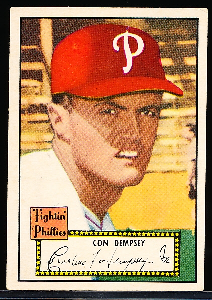 1952 Topps Baseball- #44 Con Dempsey, Phillies- Black Back